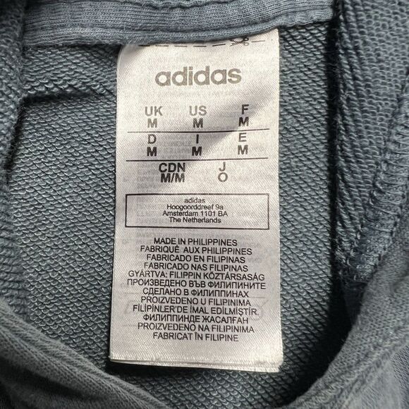 Adidas All Over Logo Hooded Sweatshirt Adult Medium Blue/Gray Hoodie Pockets - Picture 3 of 10